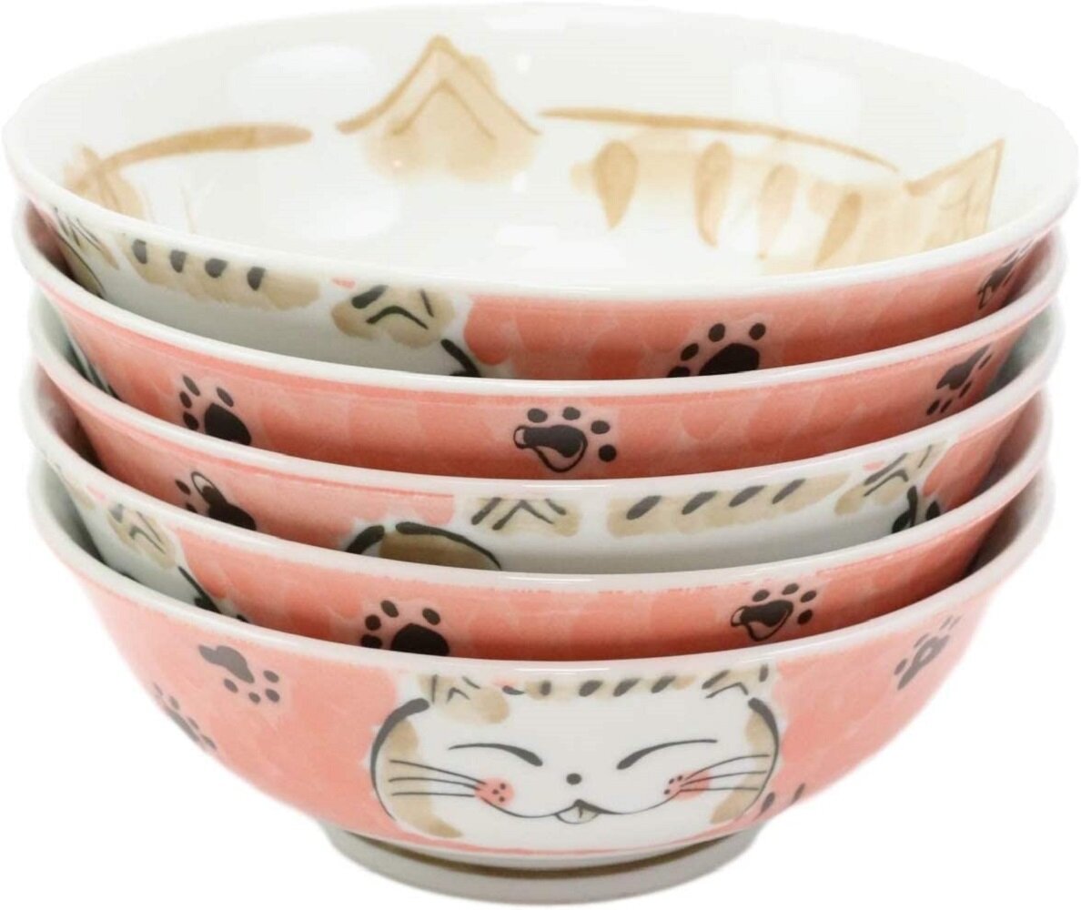 Black Ceramic Lucky Meow Cat Pasta Ramen Noodles Soup Bowl and Chopsticks Set 