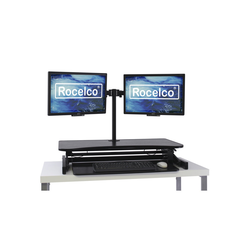 Latitude Run Rocelco Dual Monitor Mount Bundle Height Adjustable Standing Desk Converter Wayfair