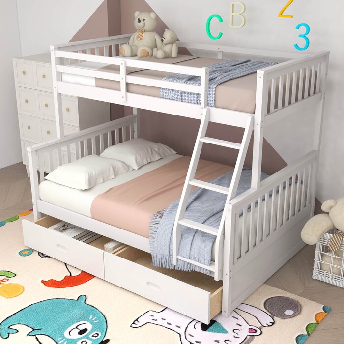 Harriet Bee Delarion Twin Over Full 2 Drawer Standard Bunk Bed by ...