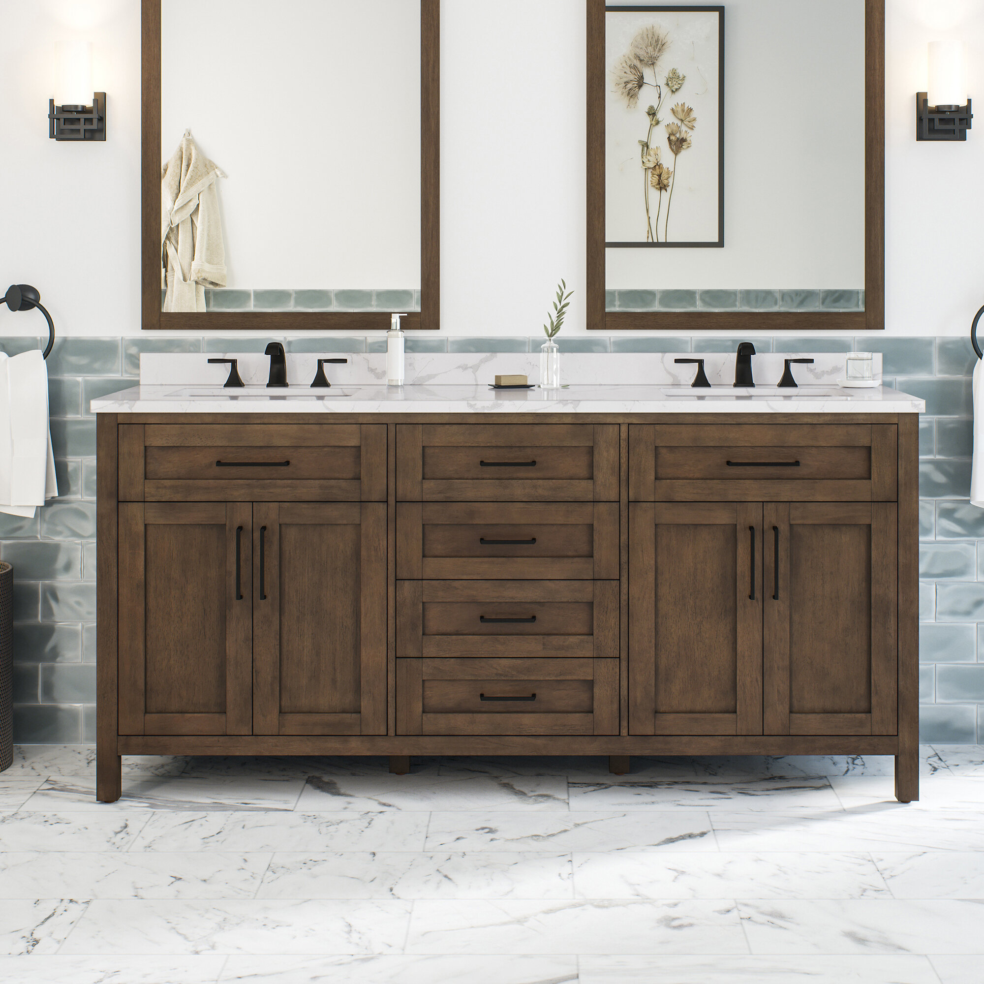 Gracie Oaks Guiliaine 72 Double Bathroom Vanity Set Reviews Wayfair