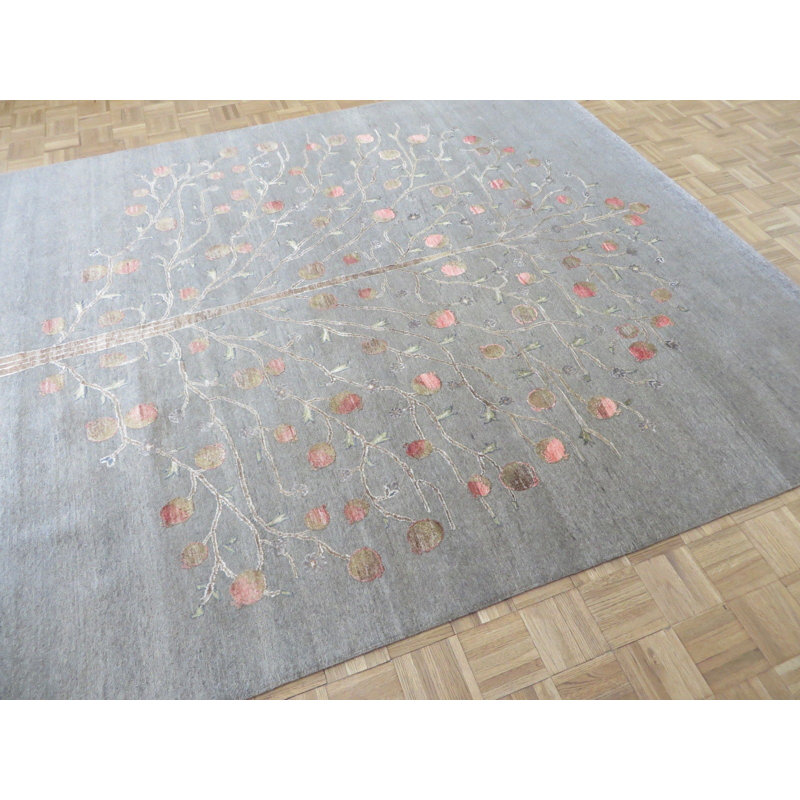 Isabelline One Of A Kind Dundee Hand Knotted Gray 8 X 10 2 Rectangle Silk Area Rug Wayfair