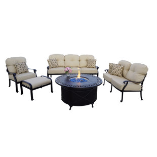 Burdine 5-Piece Fire Pit Deep Multiple Chairs Seating Group Set With Cushions And Pillows by Canora Grey 2019 Online