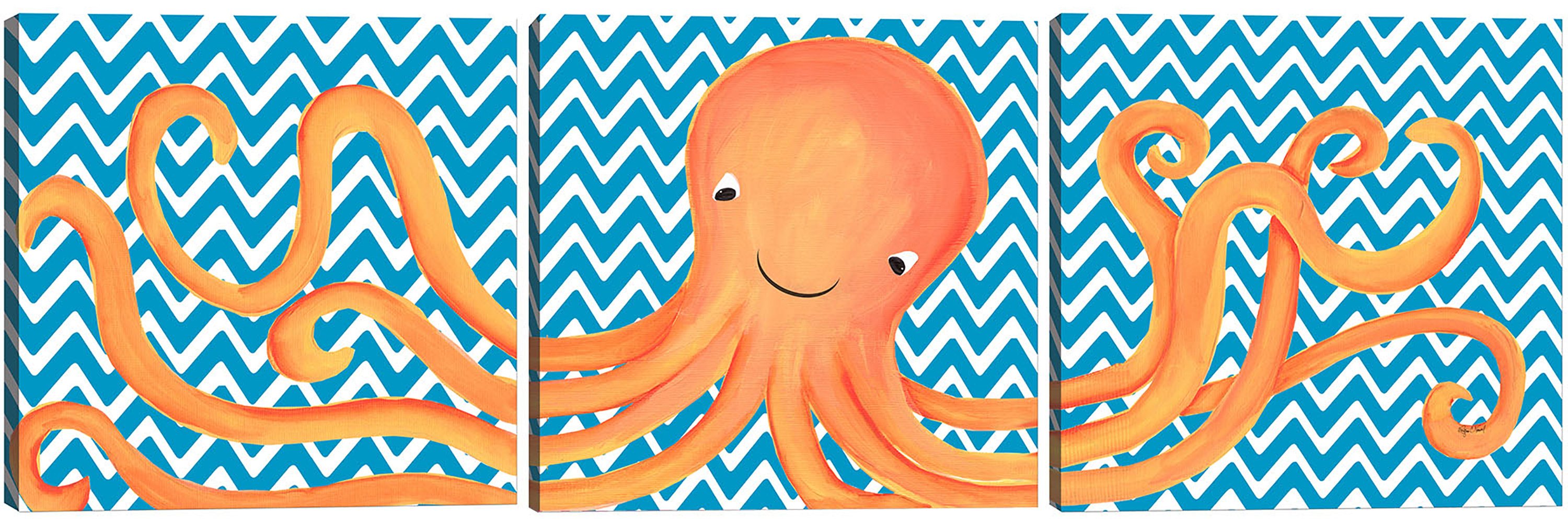 Doodlefish Sea Creatures Oakley Octopus Triptych Canvas Art Wayfair