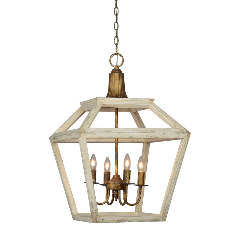 Rosalind Wheeler Scuderi 1 Light Lantern Geometric Pendant With Wood Wayfair