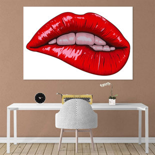 Fashion Biting Lips Erotic SINGLE CANVAS WALL ART Picture Print VA 