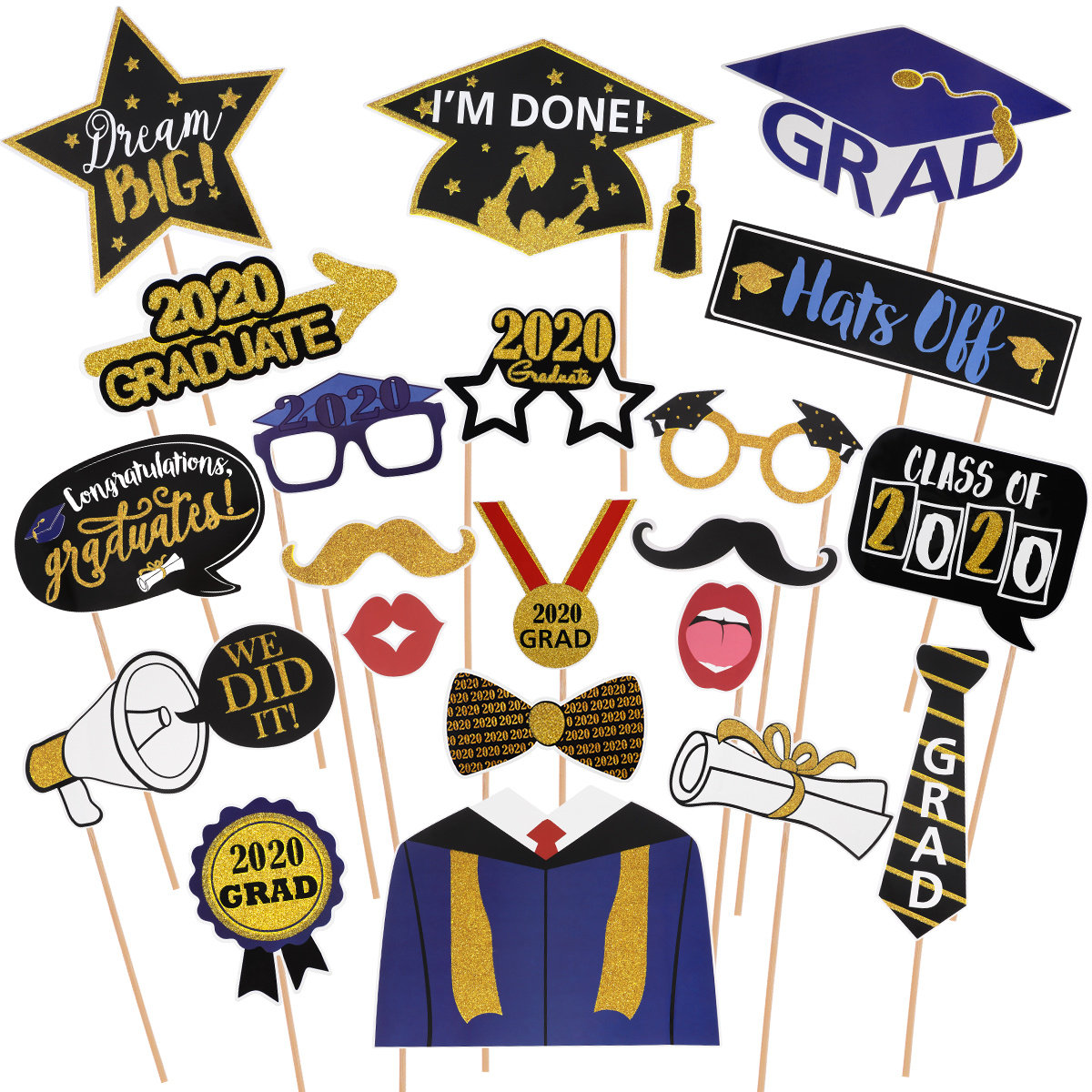 OULII 17pcs Graduation Party Phtoto Booth Props Graduation Banner IM DONE Graduation Party Decorations OULII 17pcs Graduation Party Phtoto Booth Props Graduation Banner IM DONE Graduation Party Decorations
