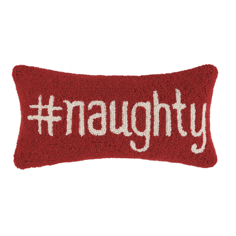 The Holiday Aisle Friddle Hashtag Naughty Hook Wool Lumbar Pillow Wayfair