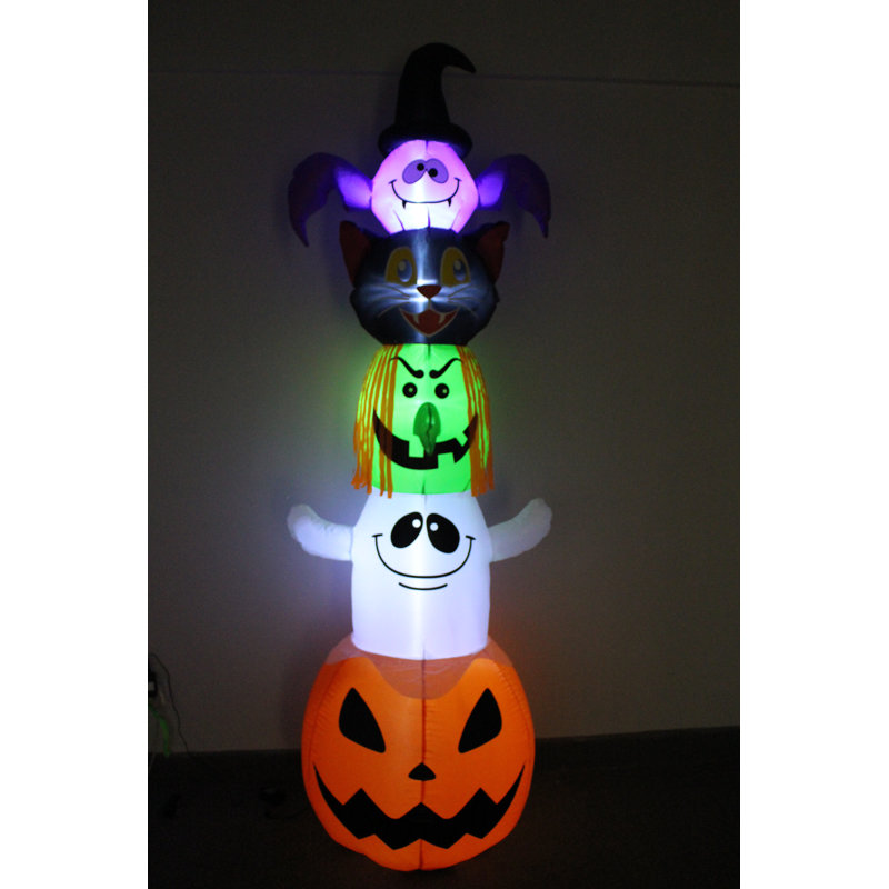 The Holiday Aisle Halloween Inflatable Stacked Bat Black Cat
