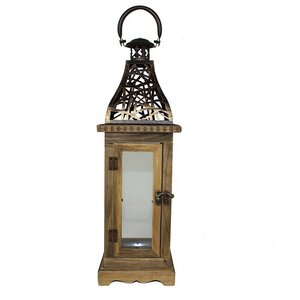 Wood with Metal Lantern