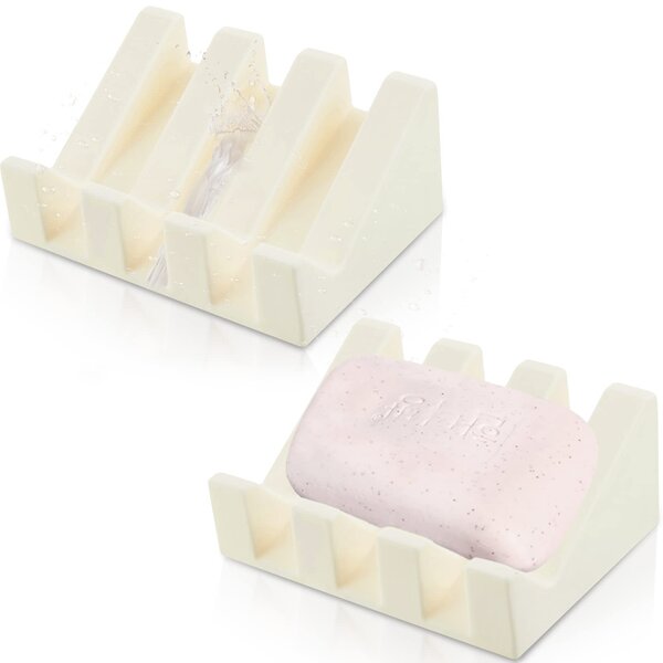 2Pack Soap Dish With Drain Container Soap Saver Bathroom Shower Soap Holder Case 