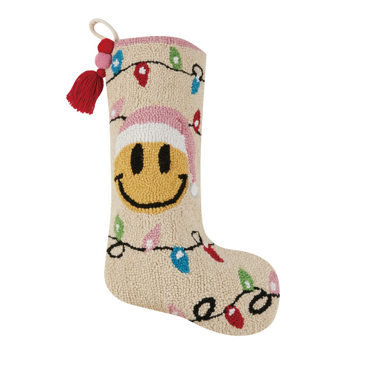 Mistletoe and Co. Smiley Face with Tassels Hook Stocking | Wayfair
