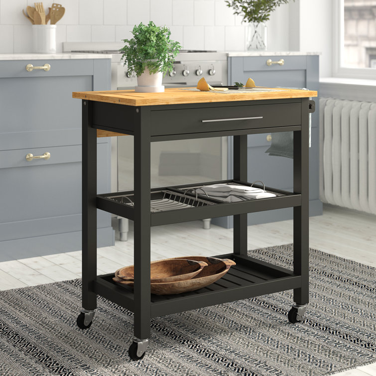 August Grove Elsworth Kitchen Trolley With Granite Top Reviews Wayfair Co Uk