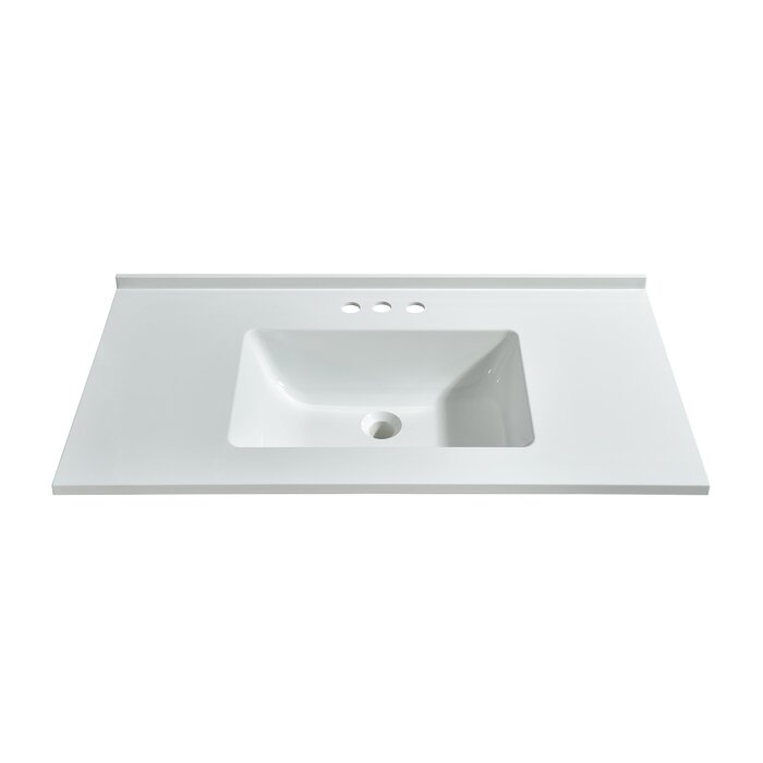 WoodBridge 37'' Plastic Single Bathroom Vanity Top in White with Sink ...