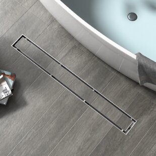 Shower Linear Drain 2 IN 1 Reversible Tile Insert & Flat Grate Drain Base Bundle