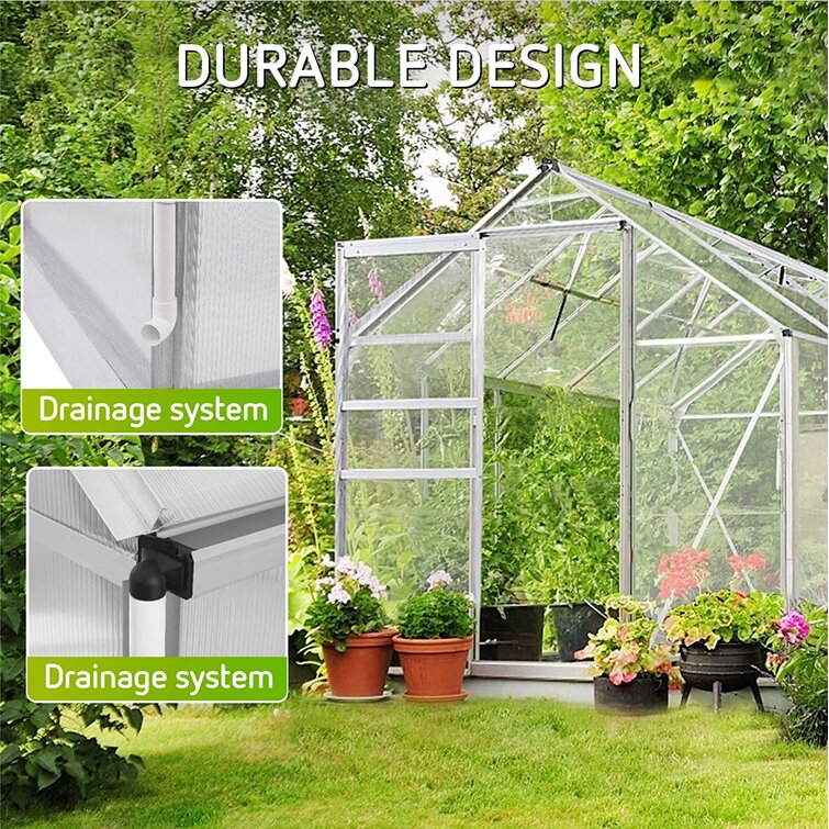 VIVOSUN Hobby Green House with Sliding Door and 2 Ventilation Window 8.2x6.2x6.7 ft for Seedlings Flowers and Plants Outdoor