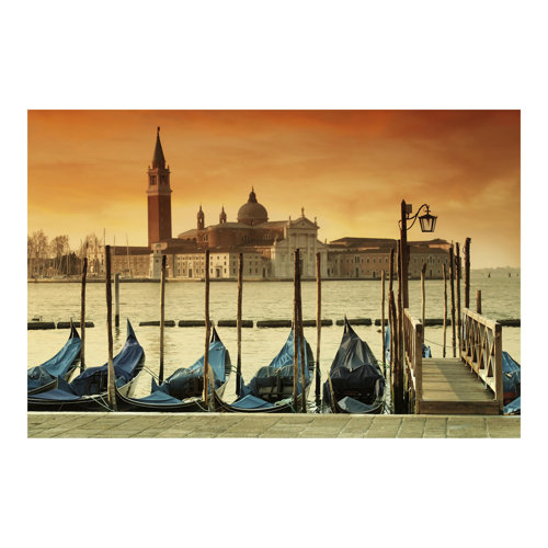 Gondolas in Venice 2.9m x 432cm Textured Matt Peel & Stick Wall Mural East Urban Home