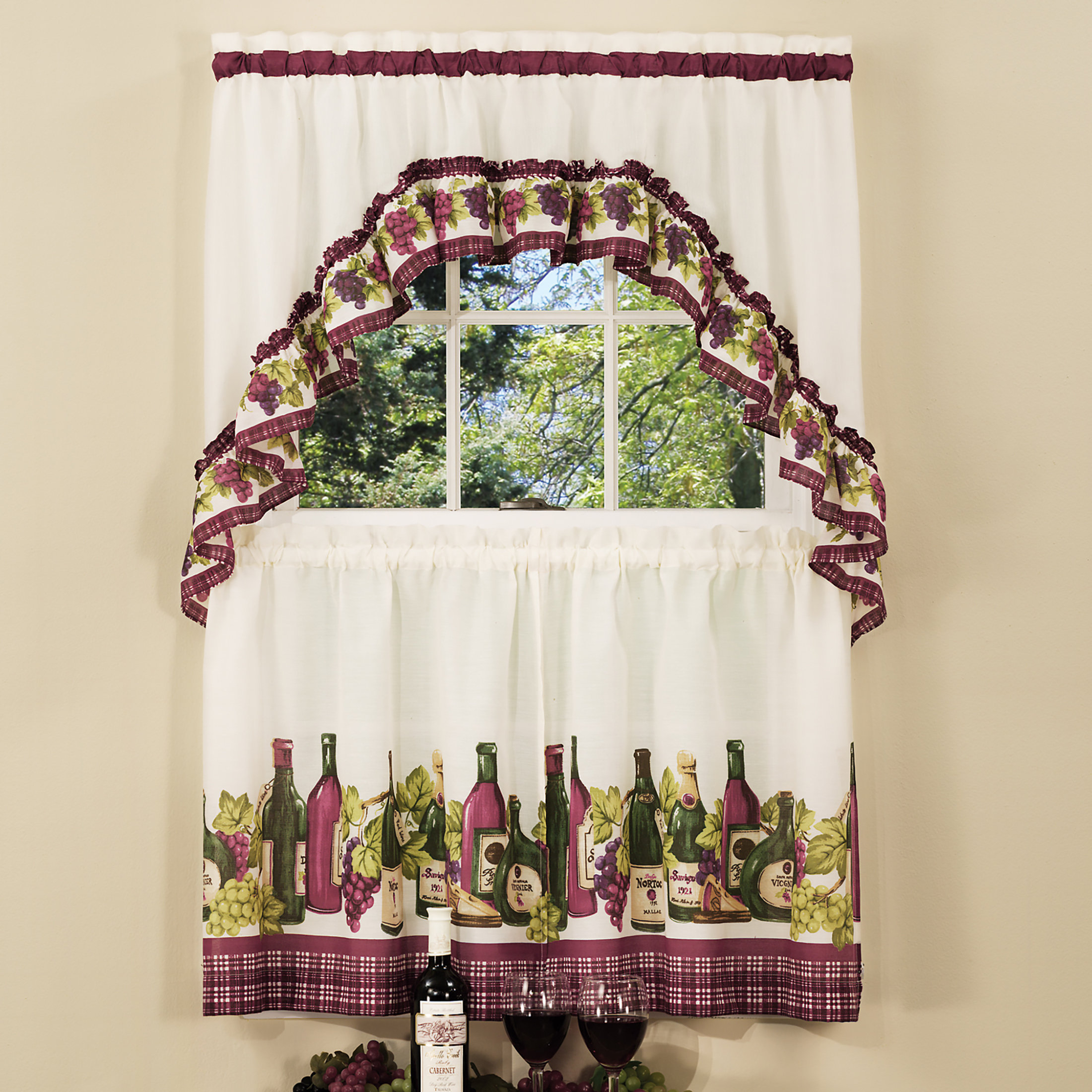 Fleur De Lis Living Sankey 3 Piece Swag Kitchen Curtain Wayfair