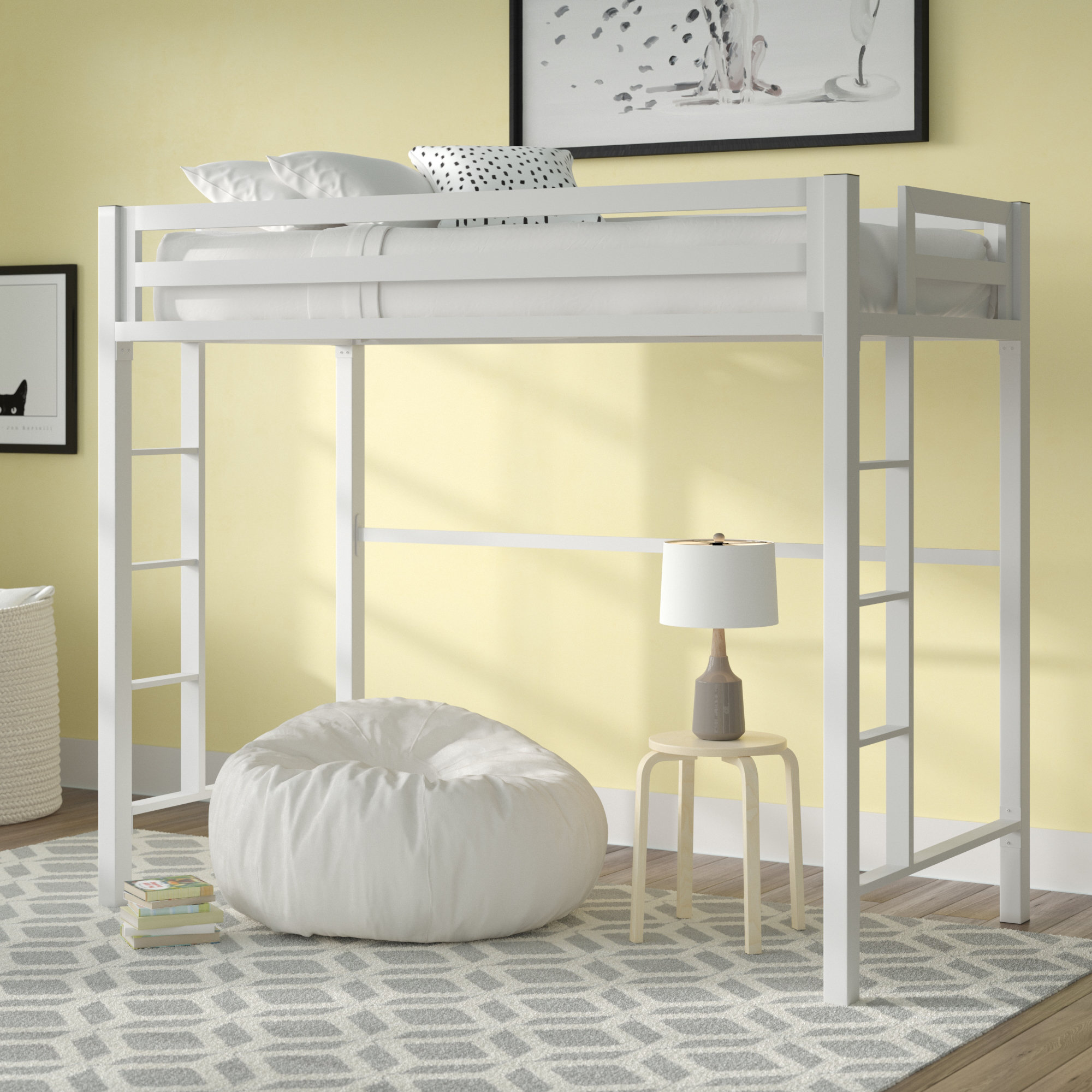 twin loft bed with desk and storage