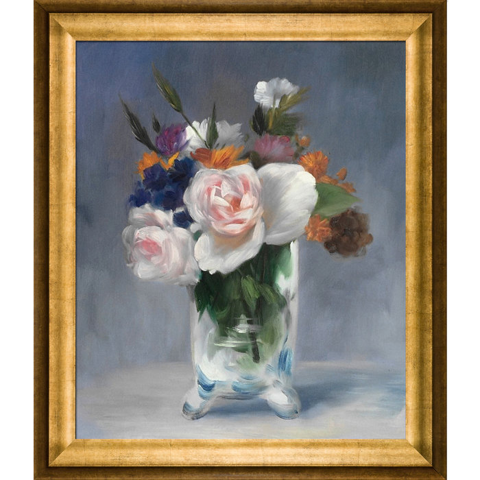Tori Home Flowers In A Crystal Vase By Edouard Manet Framed