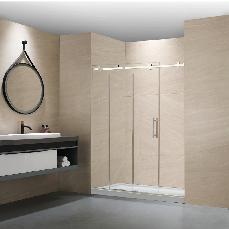 Laude Run Mccoole 48 W X 76 H Single Sliding Frameless Shower Single Sliding Frameless Shower