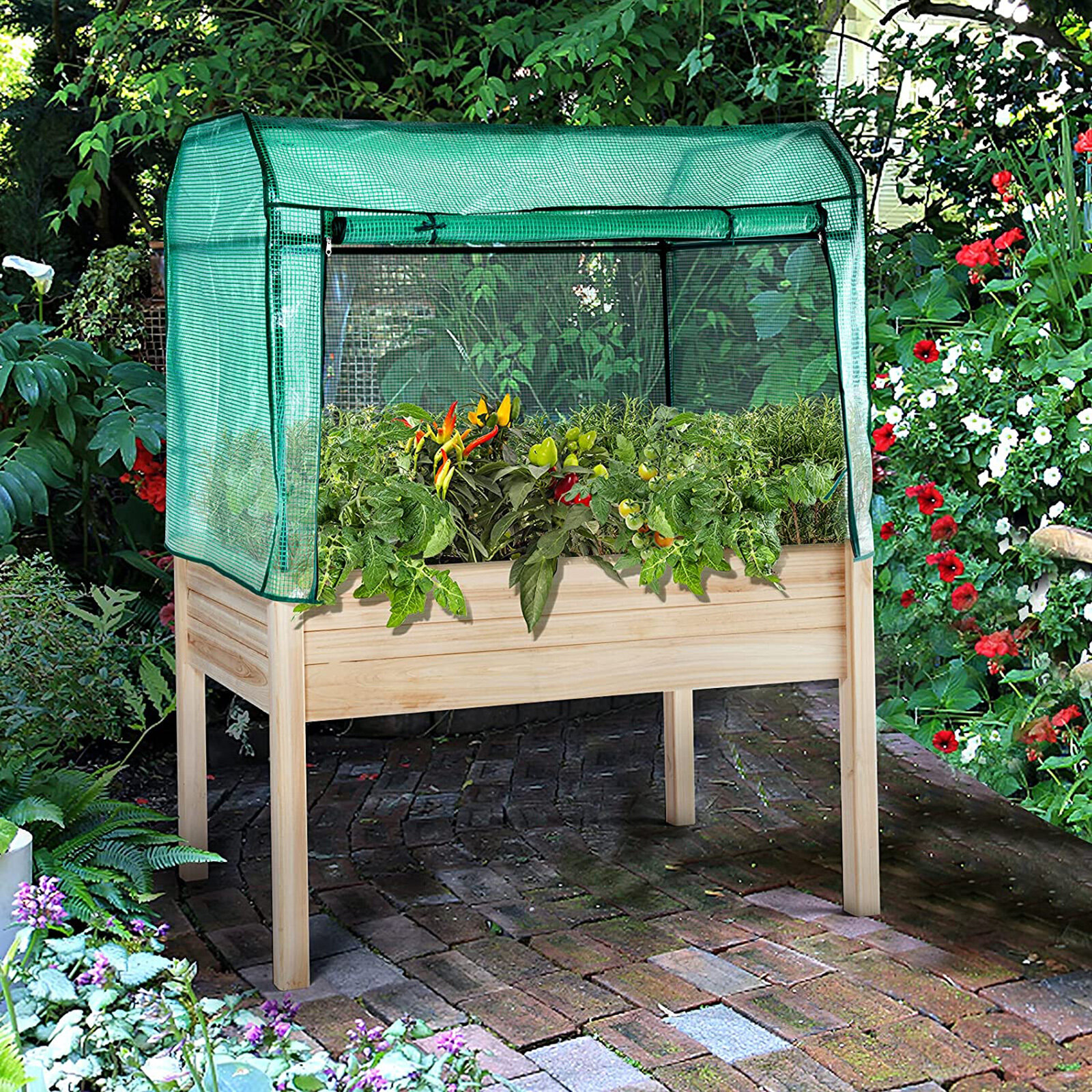 EJWOX Hexagon Raised Garden Bed Kit,Outdoor Garden Planter Box for Vegetable/Flower/Herb/Fruit,DIY Gardening 24 x 21 x 14.4,Green 