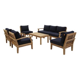 Elaina 8 Piece Teak Sectional Set with Cushions Span Class review