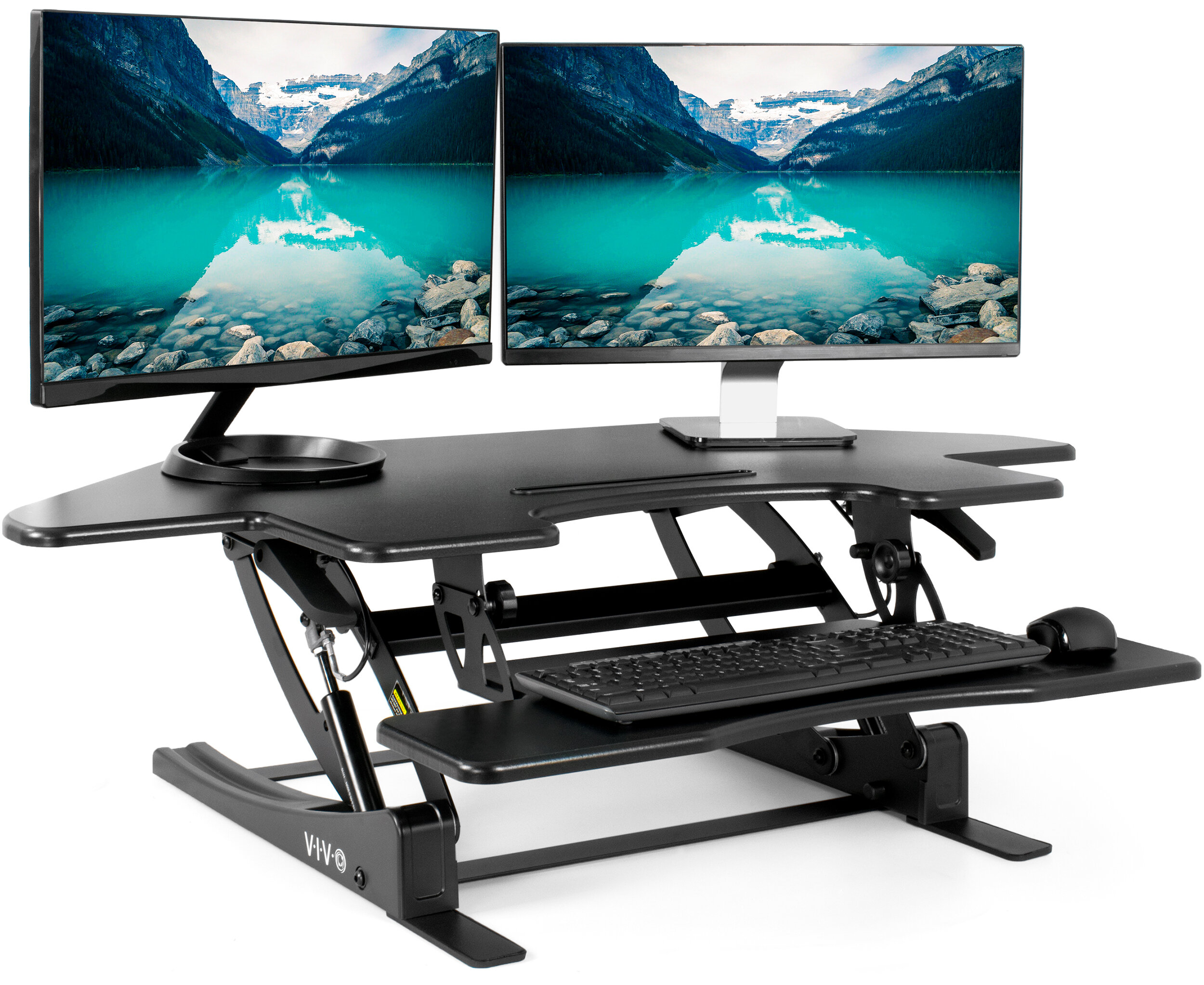 Vivo Corner Electric Cubicle Sit Height Adjustable Standing Desk