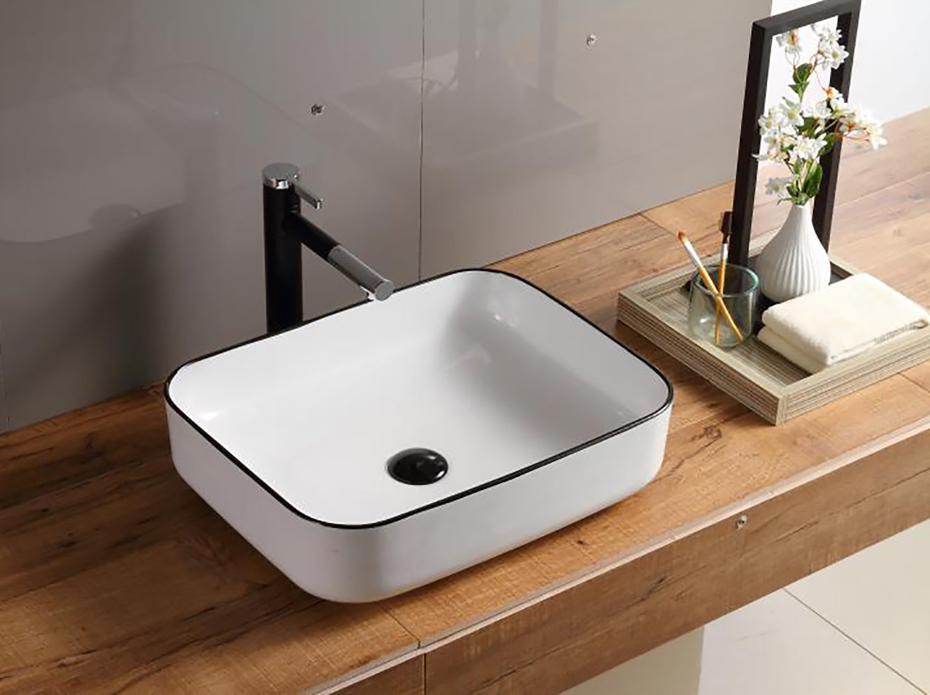 Hometure Above Ceramic Rectangular Vessel Bathroom Sink Reviews Wayfair