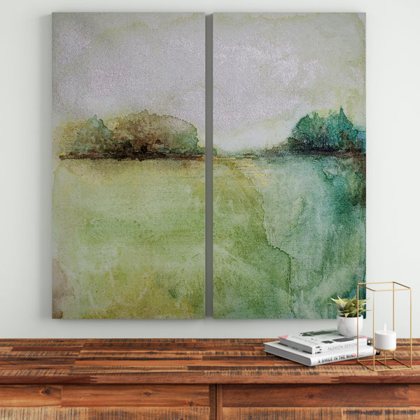 Abstract Landscape By Ready2hangart 2 Piece Wrapped Canvas