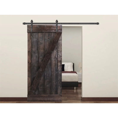 Paneled Wood Finish Knotty Slab Door With Installation Hardware