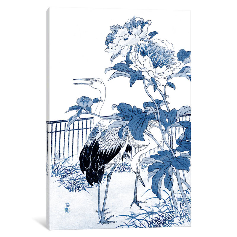 East Urban Home Blue White Asian Garden I Painting Print On
