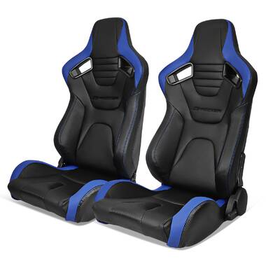Universal Red Leather Racing Seats w/Red Stitching with Double Slider Set of 2 Homepeaz Racing Seats 