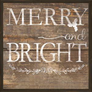 Merry and Bright Rustic Wood Inverse Framed Memorabilia