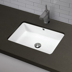 Classically Redefined Ceramic Rectangular Undermount Bathroom Sink with Overflow