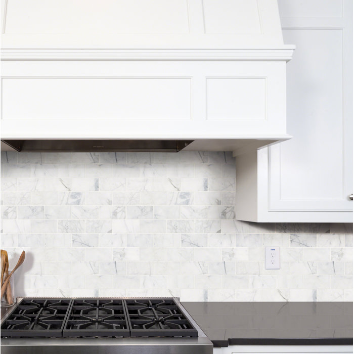 Calacatta Cressa Honed 3 X 6 Marble Subway Tile In White Calacatta Cressa Honed 3 X 6 Marble Subway Tile In White