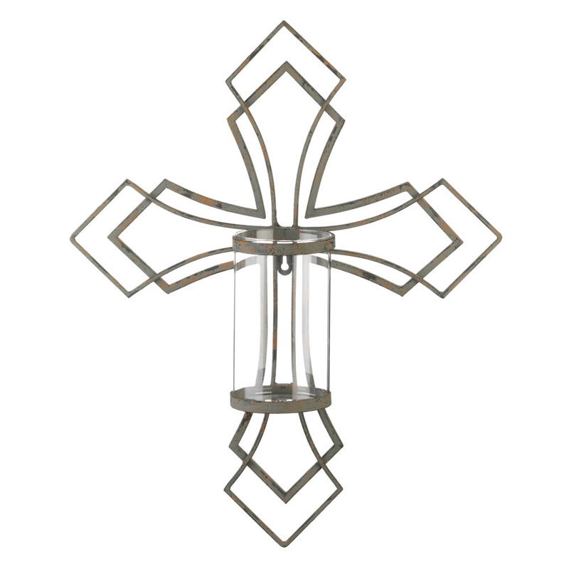 Fleur De Lis Living Contemporary Cross Candle Wall Decor Wayfair