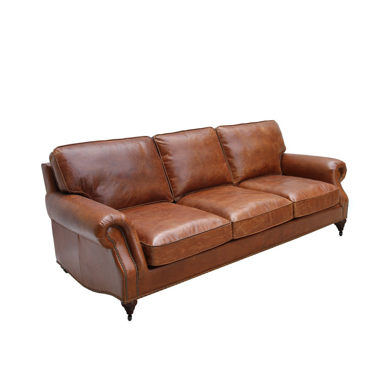 Rosalind Wheeler Polley Leather 4 Seater Sofa Wayfair Co Uk Rosalind Wheeler Polley Leather 4