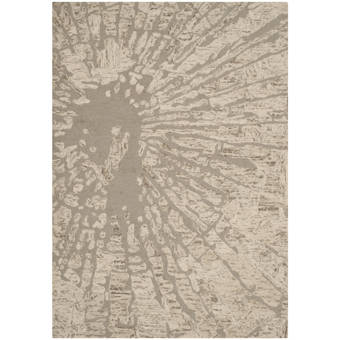 East Urban Home Vollmer Geometric Wool Green Area Rug Wayfair
