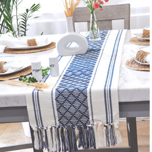 13x72 Cotton Table Runner with fringes Perfect for all Seasons and everyday use 