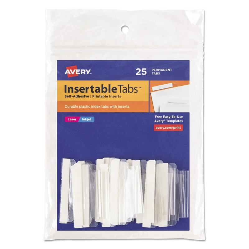 Avery Self-Adhesive Tabs with Printable Inserts (25/Pack)