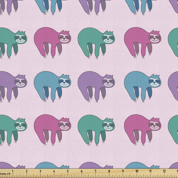 East Urban Home Tissu Decoratif Ambesonne Jungle Par The Yard Motif Symetrique Colore De Paresseux Animal Exotique Continu Tissu Decoratif Pour Le Revetement Et Les Accessoires De Maison Rose Bebe Et Multicolore