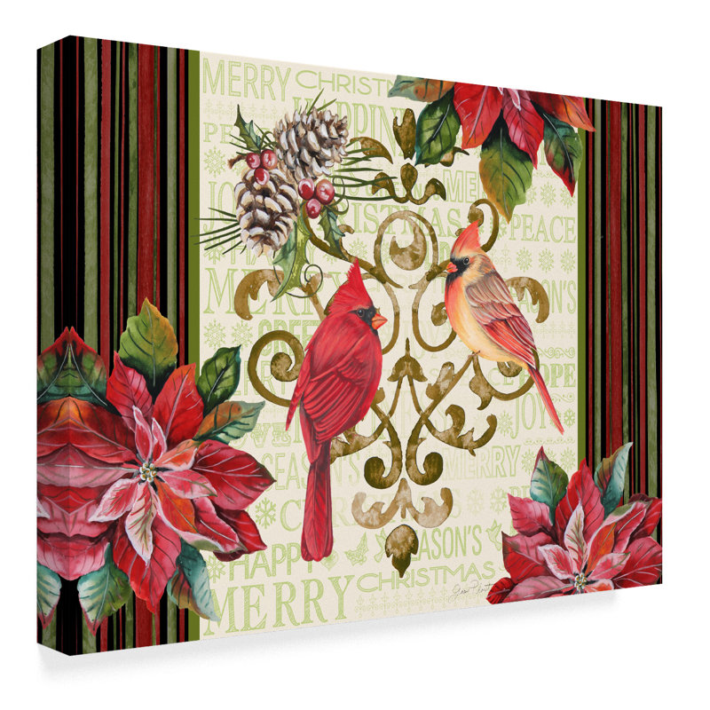 Trademark Art 'Holiday Cardinals 1' Graphic Art Print on Wrapped Canvas |  Wayfair