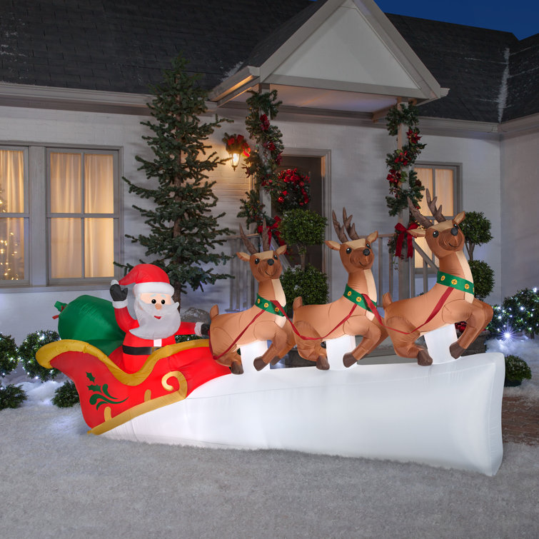 Gemmy Industries Santa in Sleigh Scene Airblown Inflatable | Wayfair