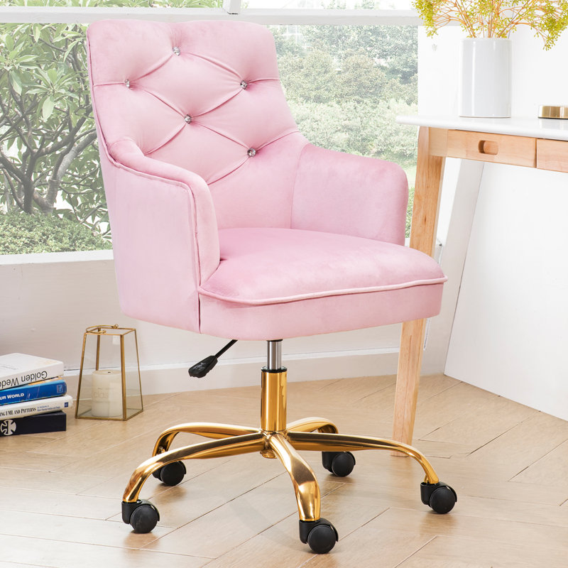 pink upholstered office chair