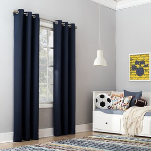 Riley Kids Bedroom Solid Blackout Thermal Grommet Single Curtain Panel