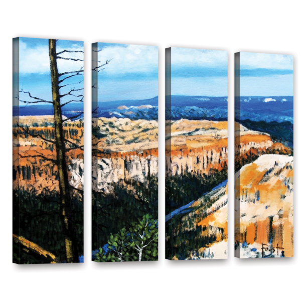 Loon Peak Mountain Tops Sky 4 Piece Painting Print On Wrapped