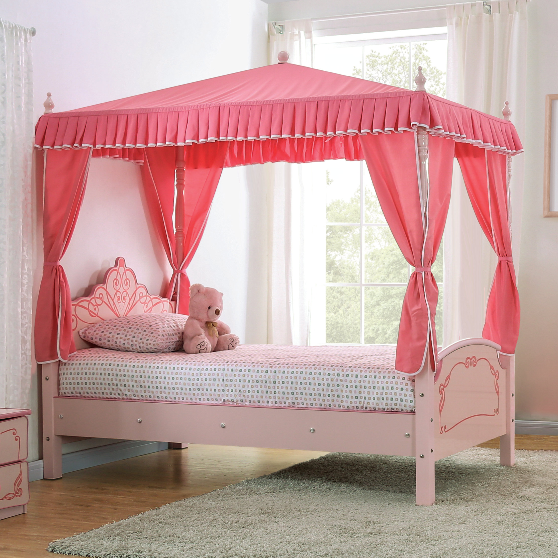 twin canopy bed with trundle