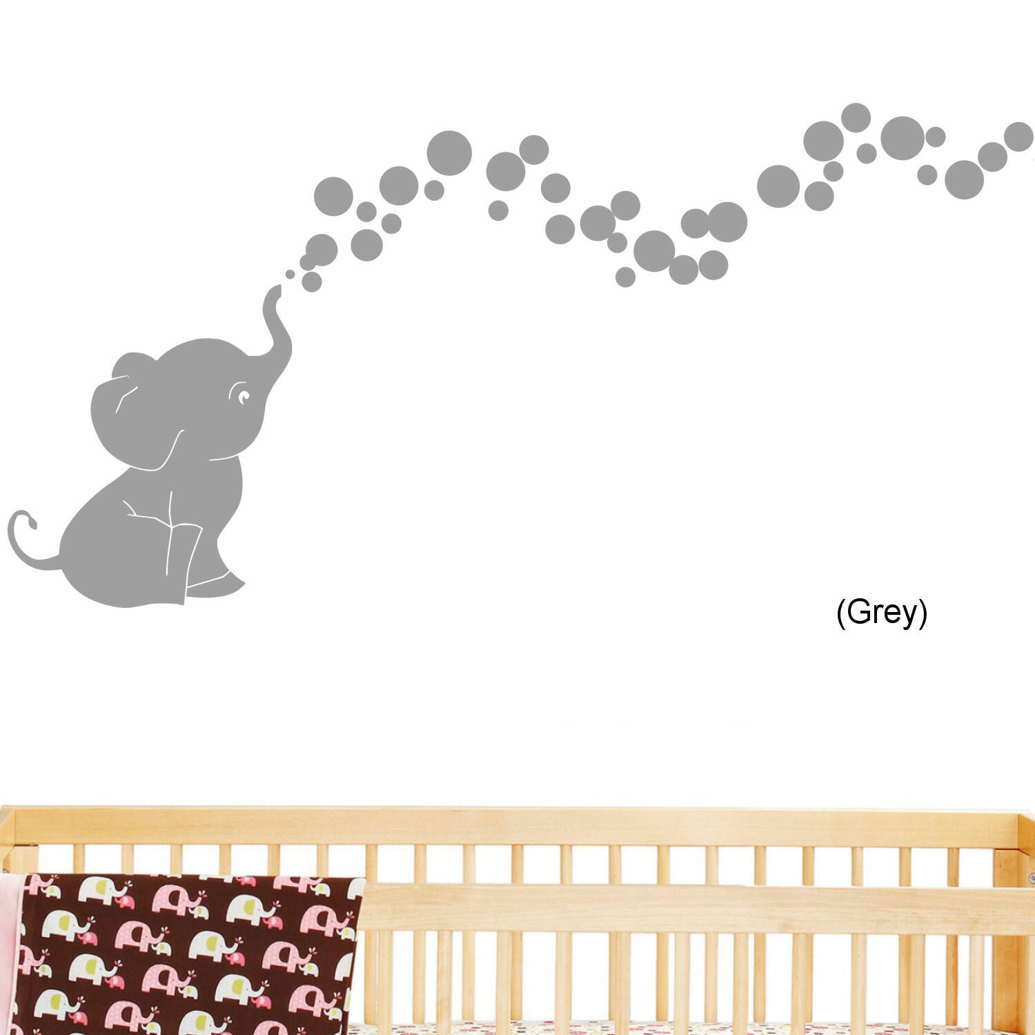 nursery room decor Elephant Bubbles with Name Vinyl Wall Decal Custom Choose Elephant and Bubble Color Makes a great baby shower gift gy lt pnk 