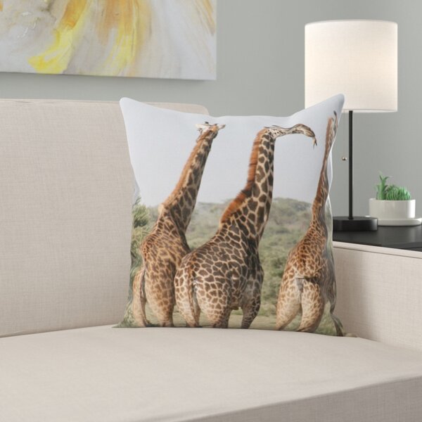 Bochi Tees Cool Wild African Animal Giraffe Hide Throw Pillow 18x18 Multicolor