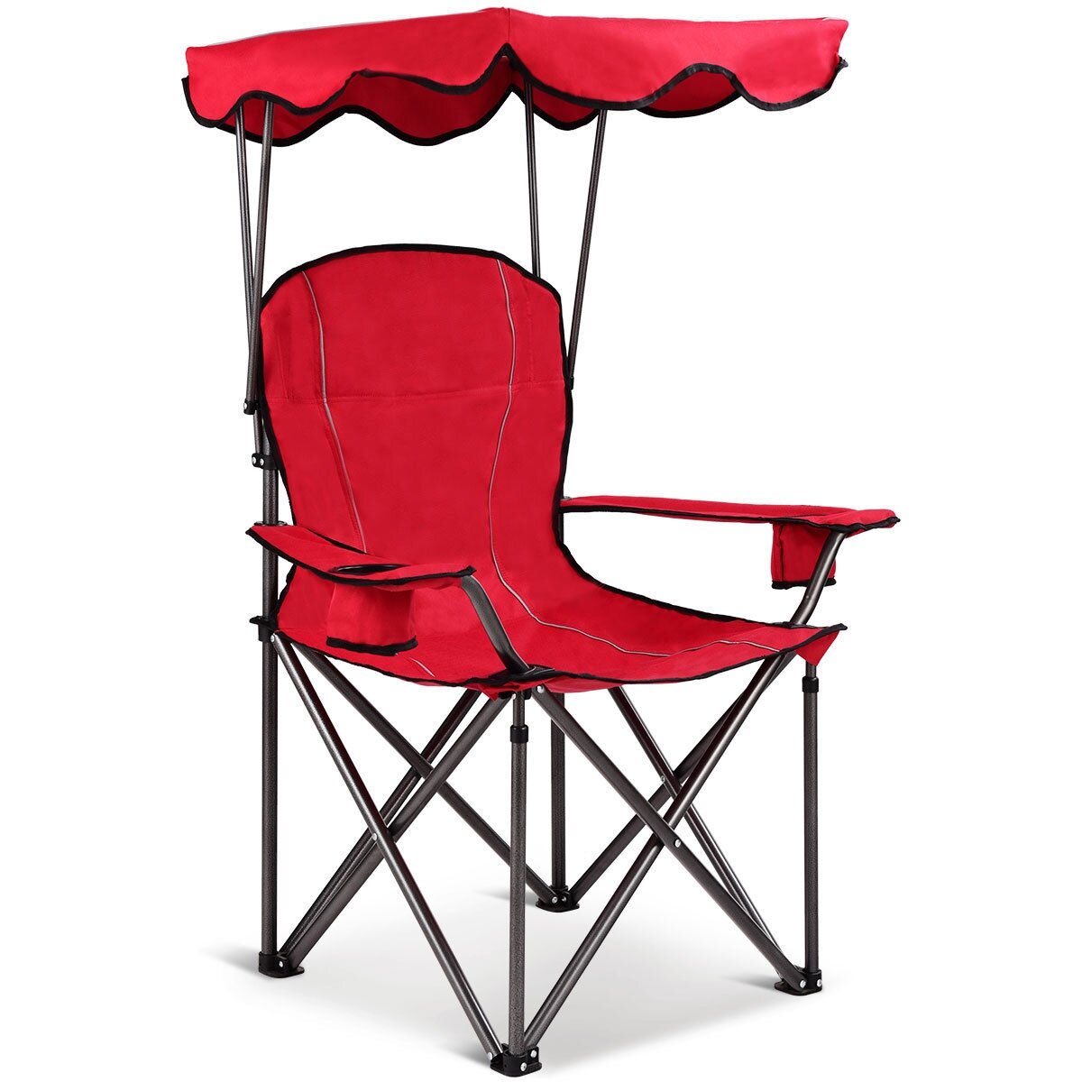 Eligant Home Portable Folding Beach Canopy Chair With Cup Holders Red Wayfair